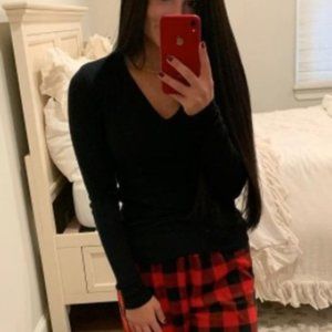 Women's Long Sleeve V-Neck Fitted T-Shirt